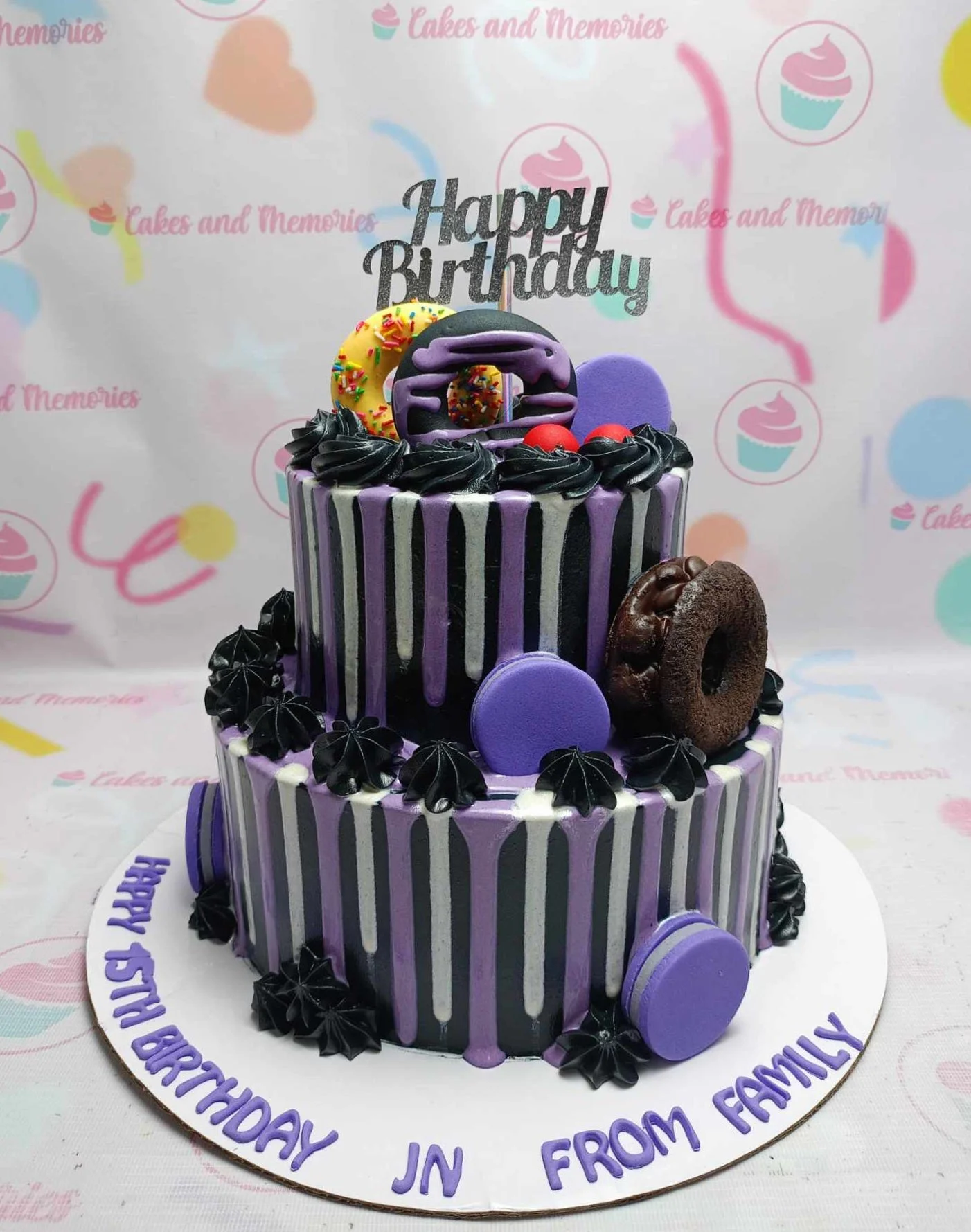 Purple Black Drip Cake
