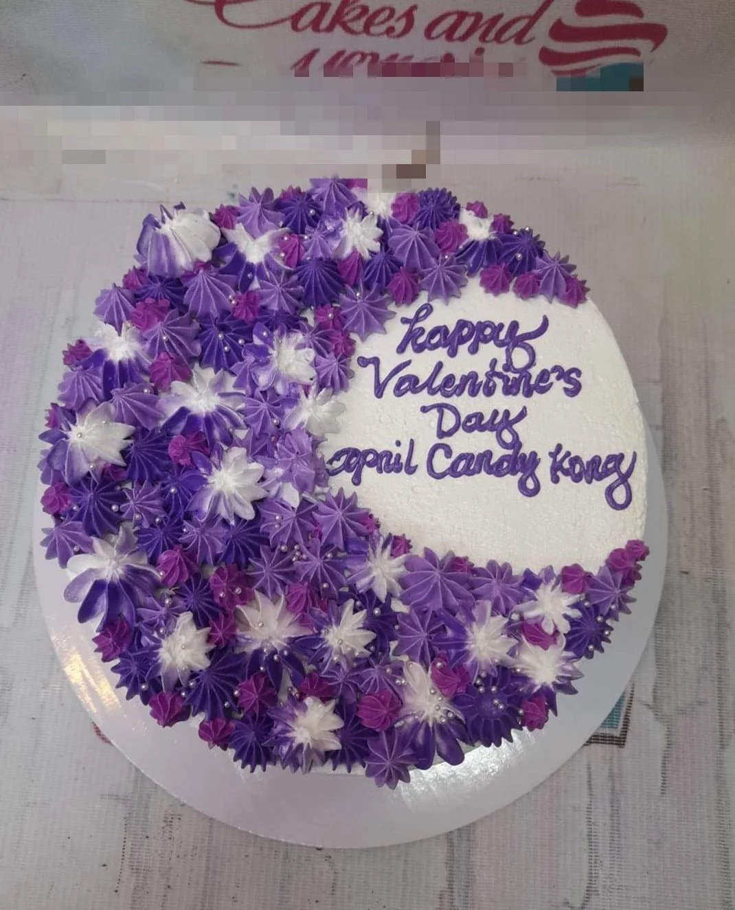 Purple Floral Moon Valentines Day Cake Design