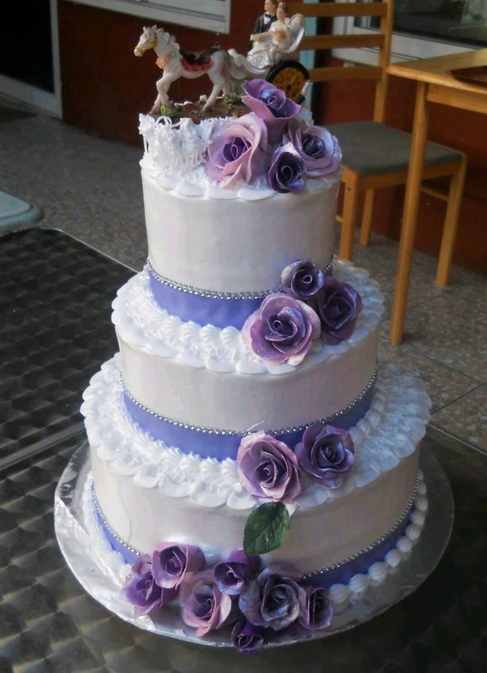Purple Rose Wedding Cake