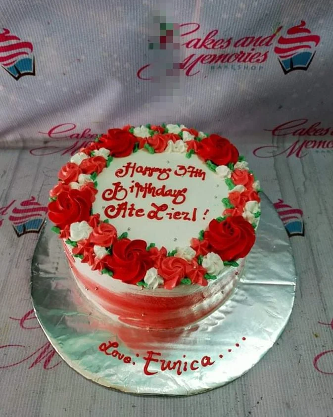 Red Floral Birthday Red Birthday Cake Design