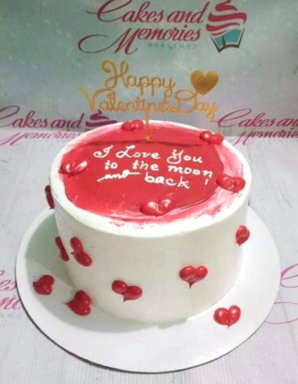 Red Minimalist Valentines Day Cake Design