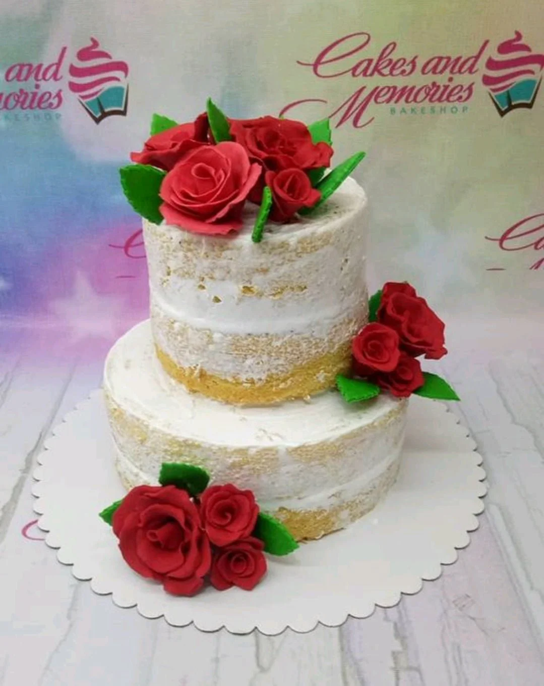 Red Rose Semi-naked Cake
