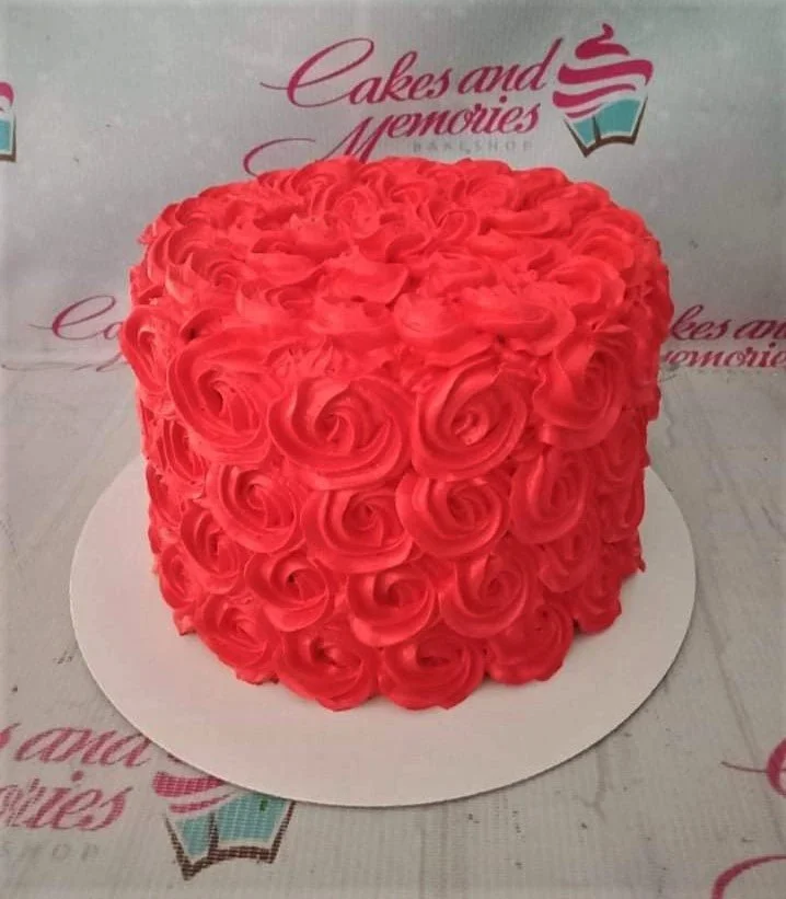 Red Rosette Red Roses Cake Design