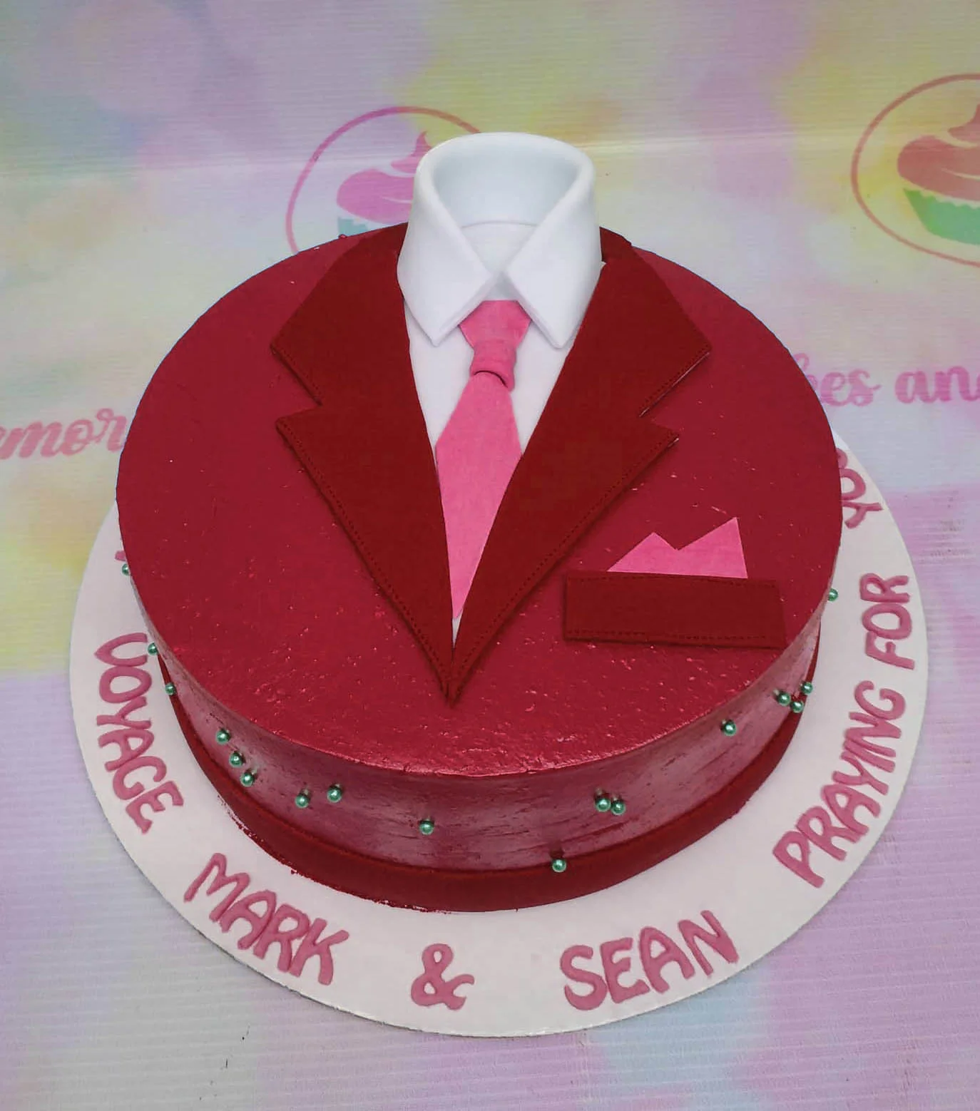 Red Tuxedo Suit Cake Design