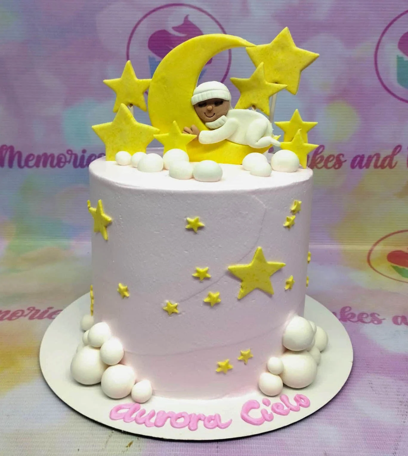 Sleeping Baby Moon Aurora Cake Design