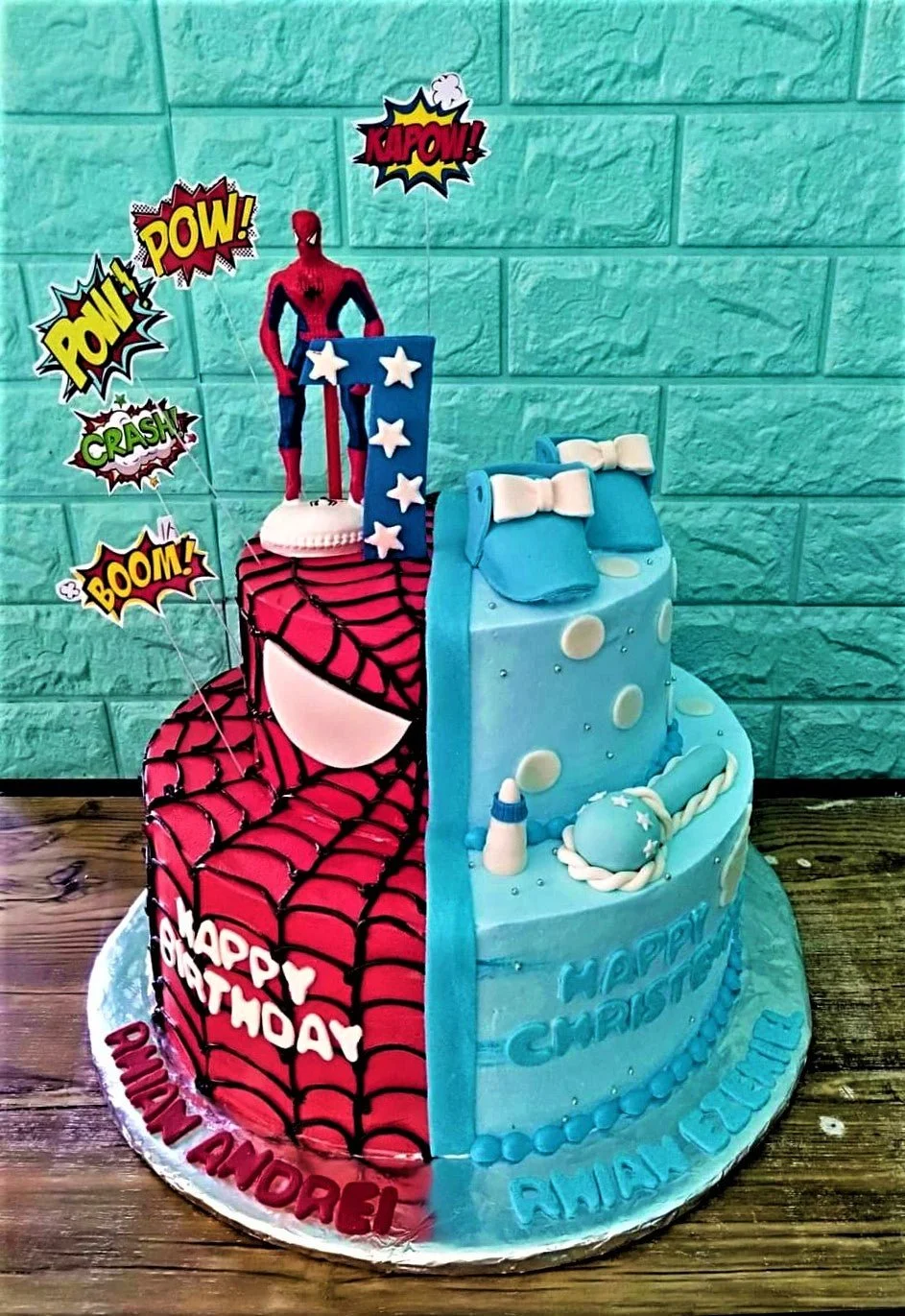 Spiderman Baby Split Comics Cake Design