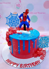 Spiderman 1 Tier - red, white theme with Spiderman figurine and red icing swirls
