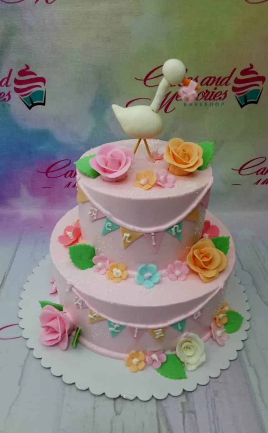 Stork Birthday Birds Cake Design
