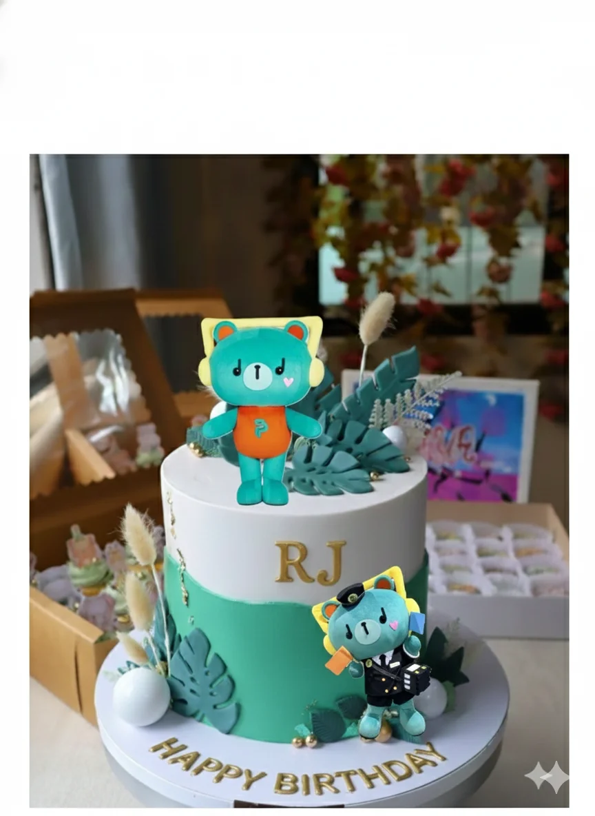 Teal Bear Uniform Cake Design