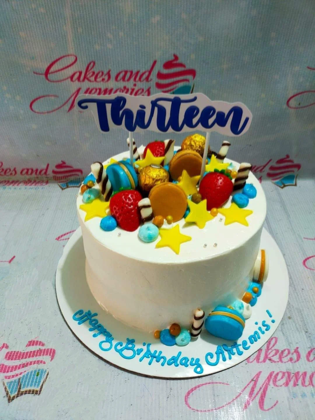Thirteen Birthday Blue Birthday Cake Design