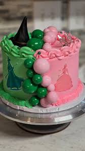 Witch Princess 1 Tier - black, silver, green theme with black witch hat and green plastic balls Witch Princess 1 Tier - black, silver, green theme with black witch hat and green plastic balls