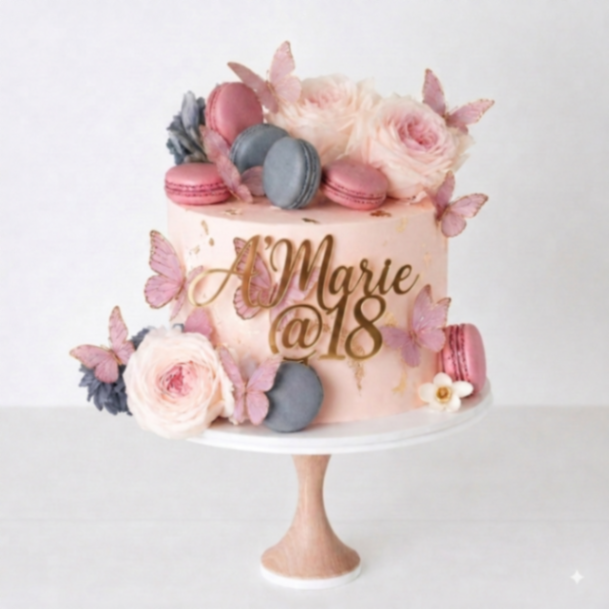 Elegance Peach Birthday Cake Design