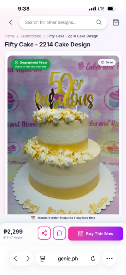 Two-tier white and yellow striped birthday cake with gold 50 and Fabulous topper and icing rosettes. Two-tier white and yellow striped birthday cake with gold 50 and Fabulous topper and icing rosettes.