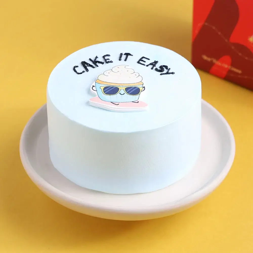 Minimalist Blue Cartoon Cake Design