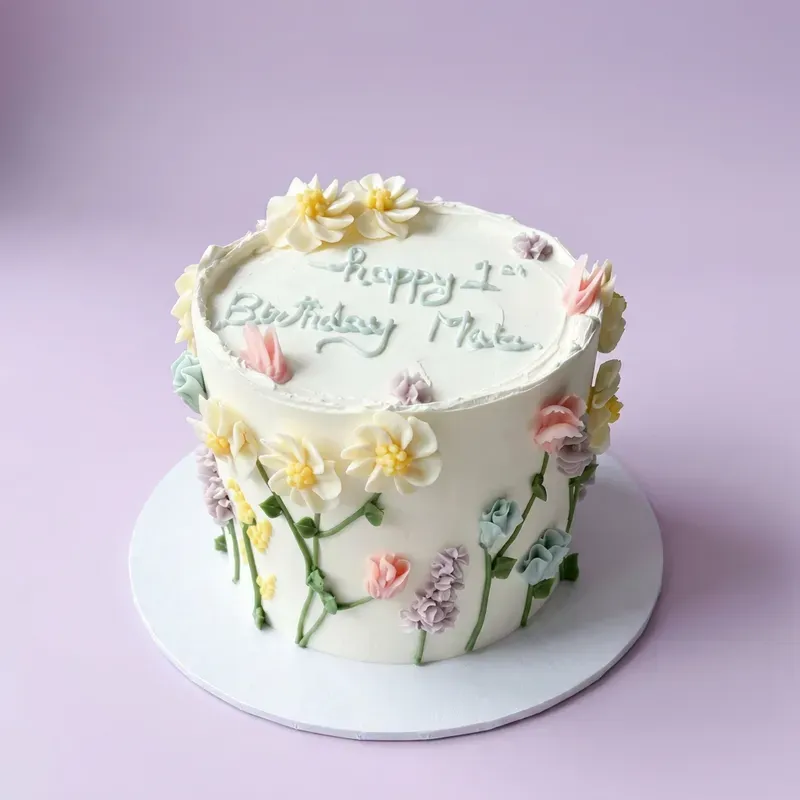 1st Birthday Floral Cake