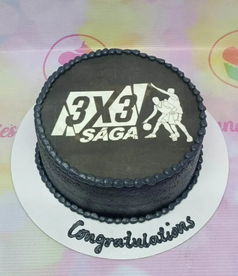 3x3 Saga Basketball Congratulations Cake Design