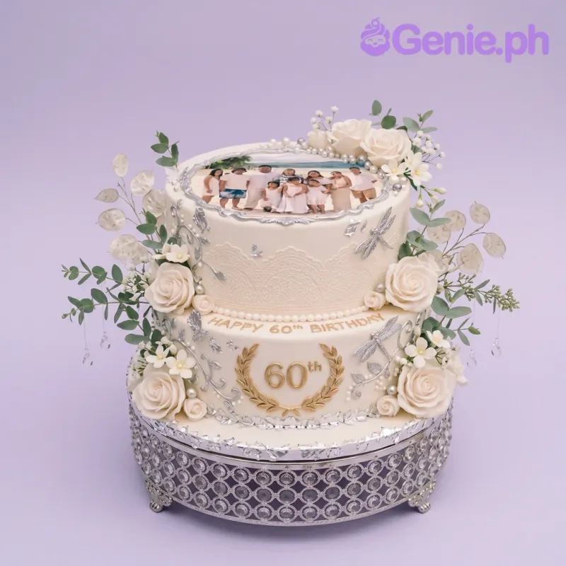 60th Birthday Senior Citizen Card Cake Design