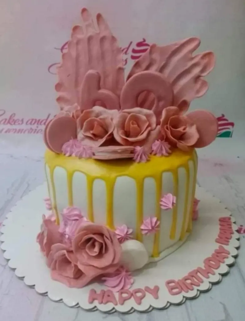 60th Birthday Senior Citizen Card Cake Design
