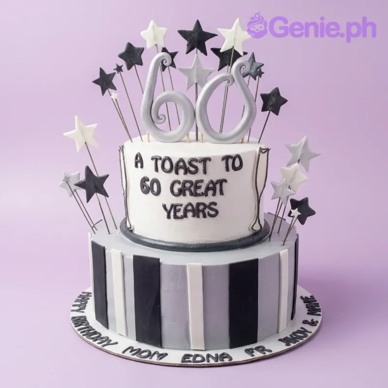 60th Birthday Senior Citizen Card Cake Design