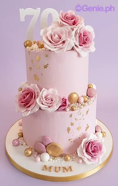 70th Birthday Pink Floral Cake