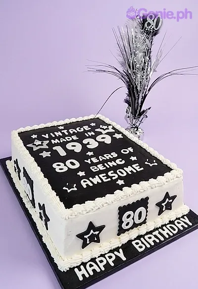 80th Birthday Vintage Cake Design