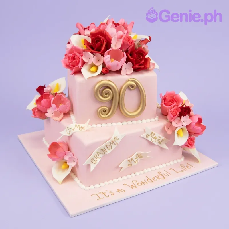 90th Birthday Floral Cake