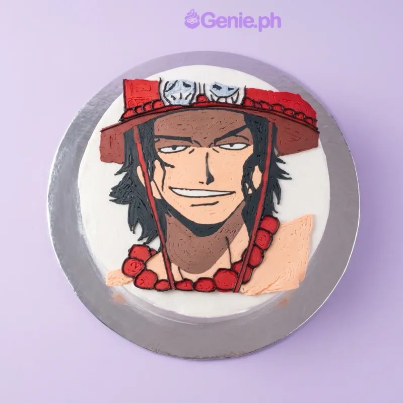 Anime Cake cake design — 1 layer soft icing cake in white — with printout of anime character, and custom "CUMPLE" message Anime Cake cake design — 1 layer soft icing cake in white — with printout of anime character, and custom "CUMPLE" message