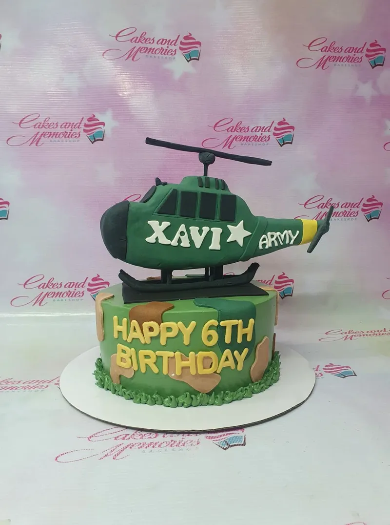 Army Helicopter Military Cake Design