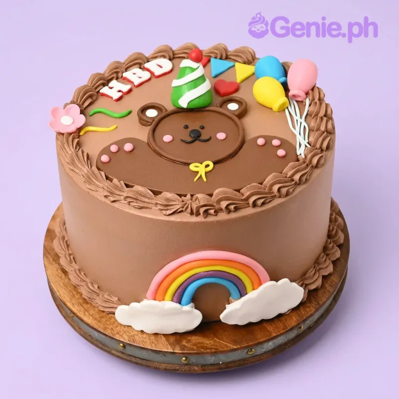 Bear Birthday Rainbow Cake Design