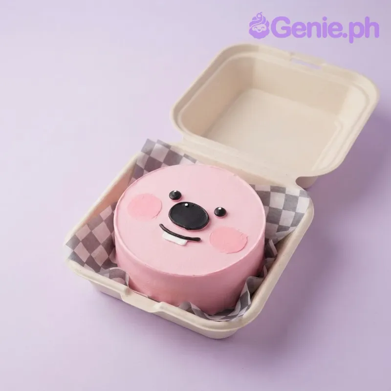 Soft pink bento cake with smooth icing finish and a simple round shape Soft pink bento cake with smooth icing finish and a simple round shape