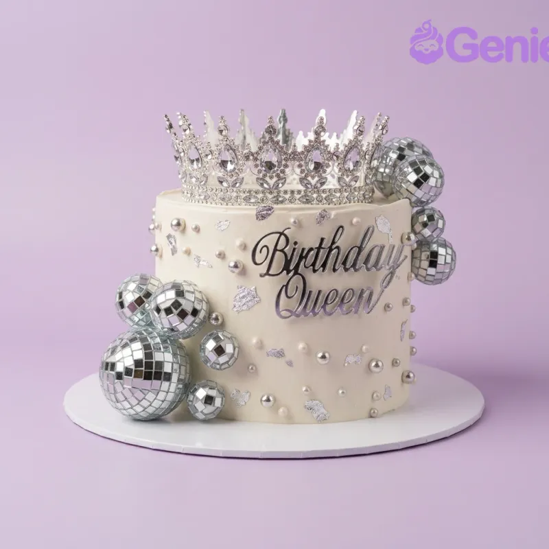 Birthday Queen Disco Cake Design