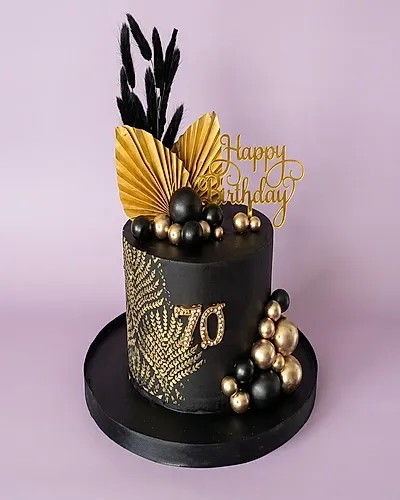 Black And Gold 70th Birthday Cake