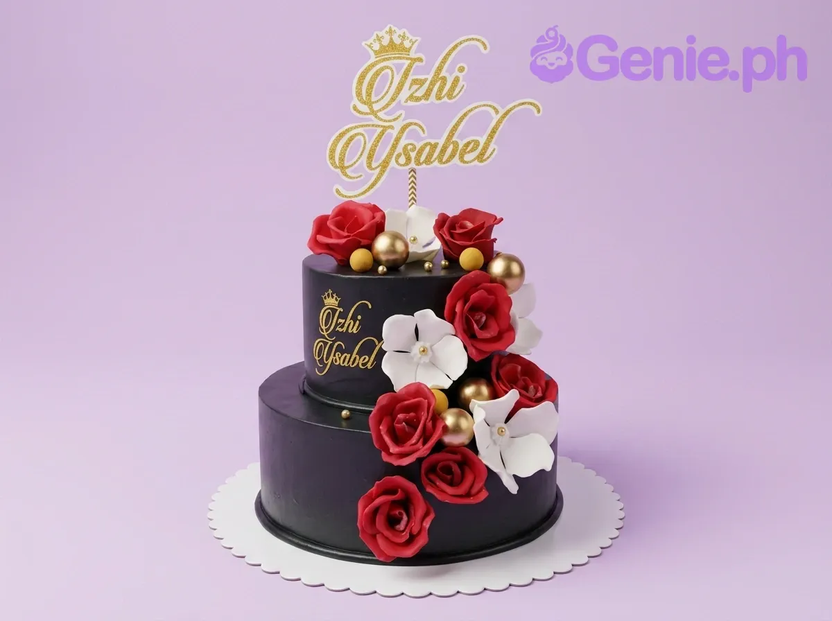 Black Floral Debut Cake Design