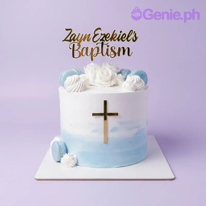 Blue Baptism Cake