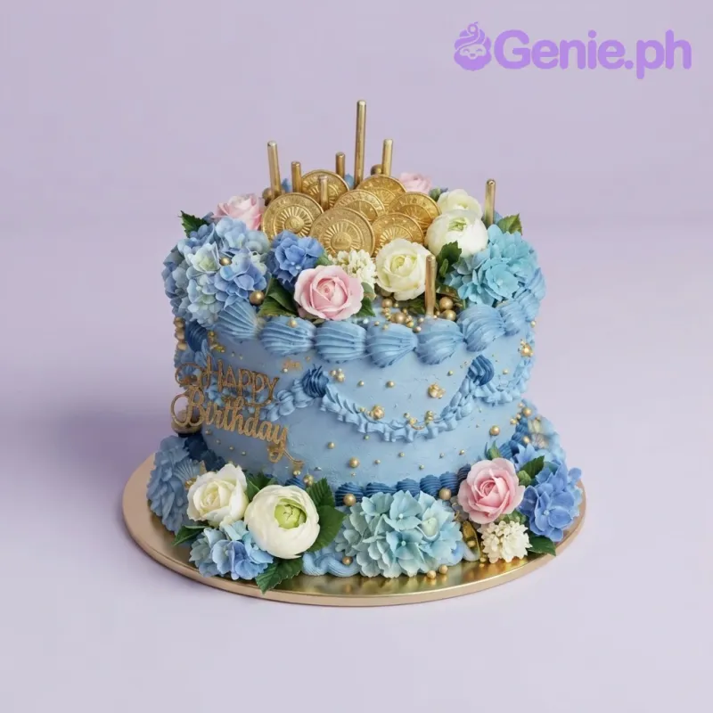 Blue Floral Cake
