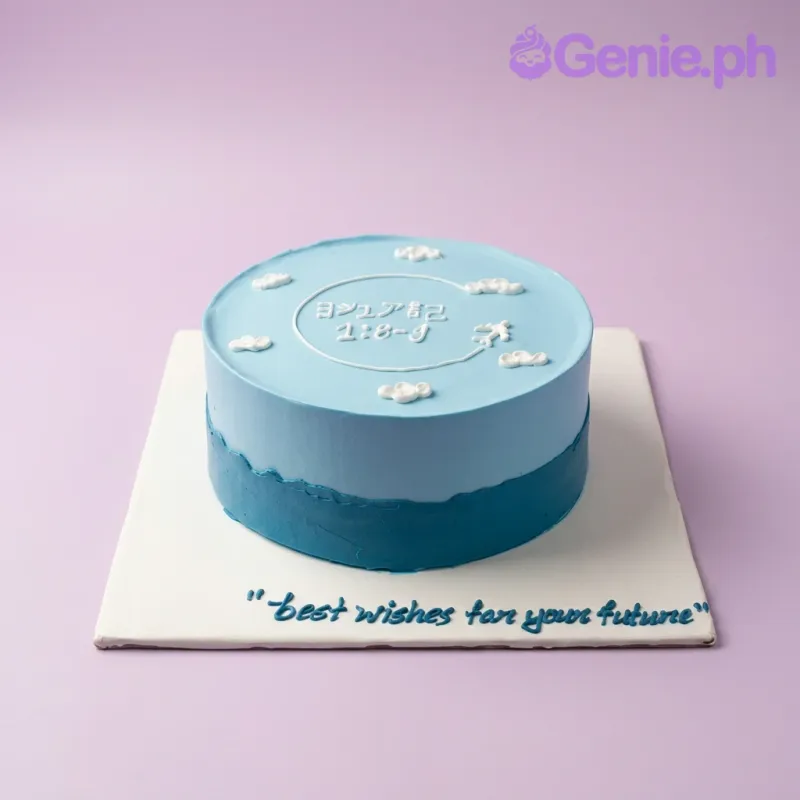 Blue Minimalist Travel Cake Design