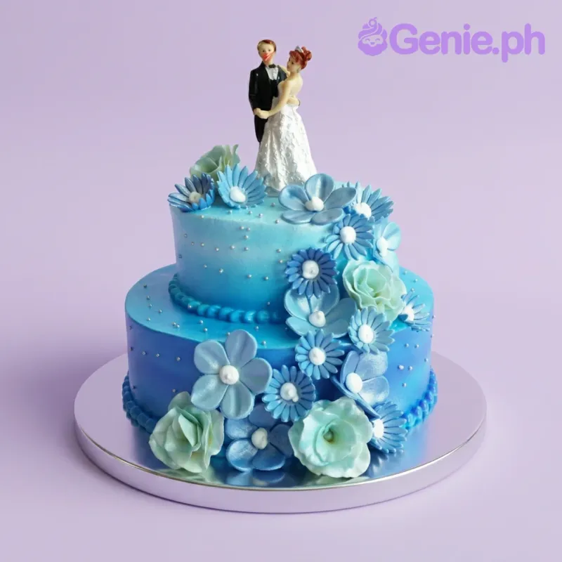 Blue Wedding Bride Cake Design
