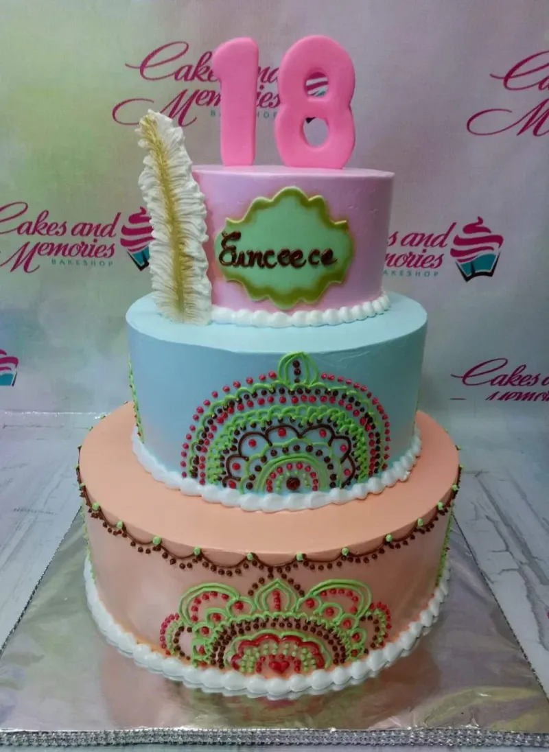 Boho Henna Debut Cake Design