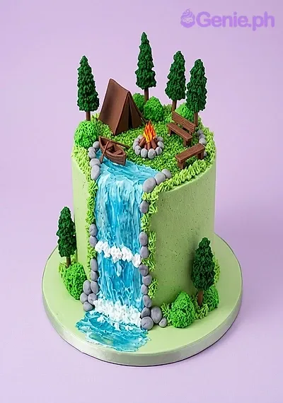 Camping Waterfall Cake