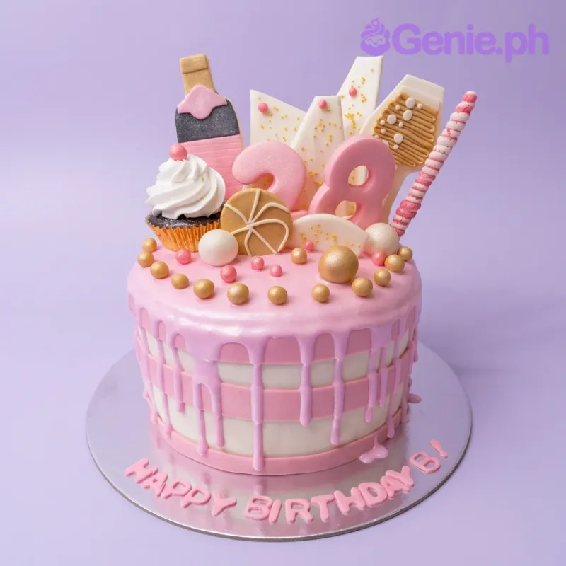 Champagne Birthday Candyland Cake Design