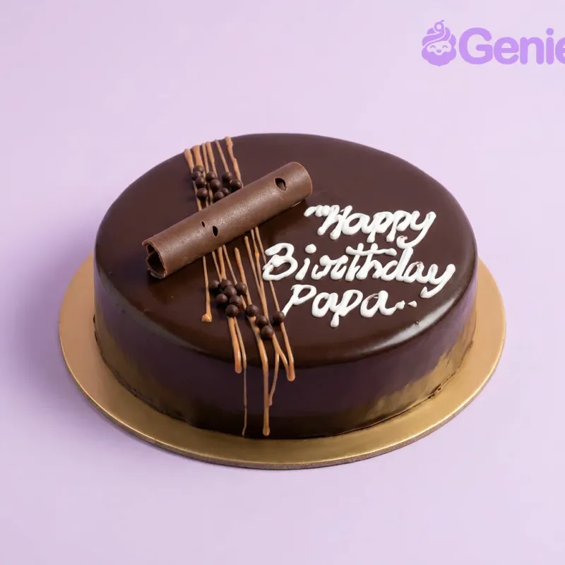 Chocolate bento cake with chocolate stick topper and Happy Birthday Papa message Chocolate bento cake with chocolate stick topper and Happy Birthday Papa message