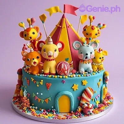 Circus Animal Bears Cake Design