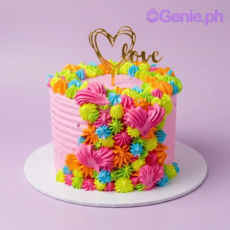 Colorful Love Valentines Cake Design