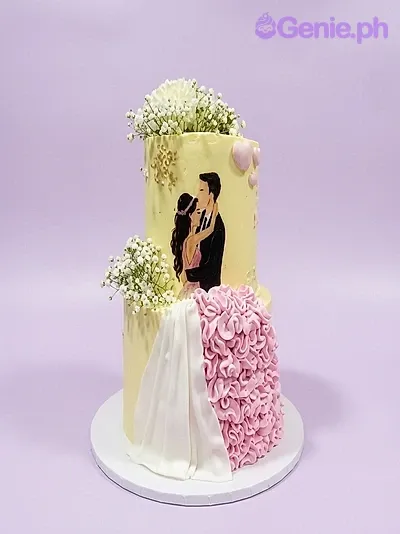Couple Silhouette Yellow Cakes Cake Design