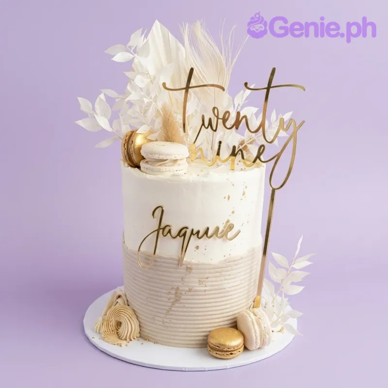 Elegant Gold White Twenty Cake Design