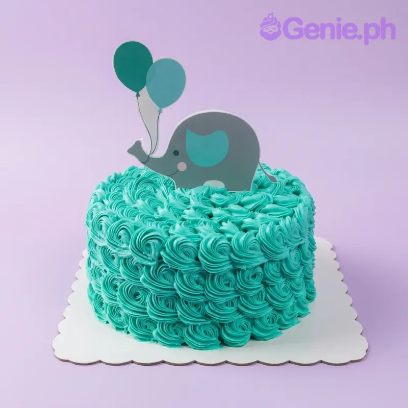 Elephant Christening Balloon Cake Design