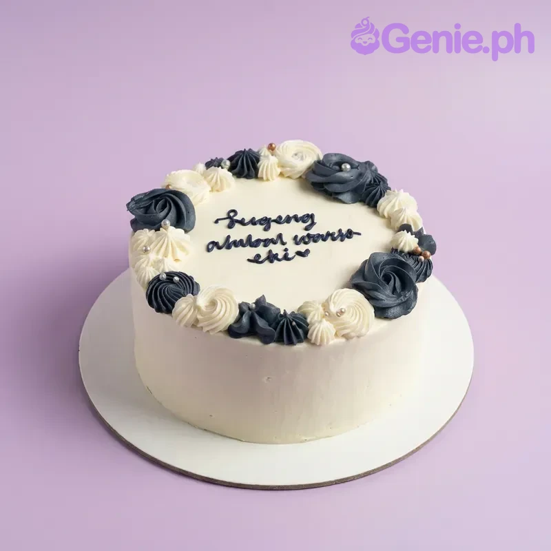 Navy Cream Minimalist Cake