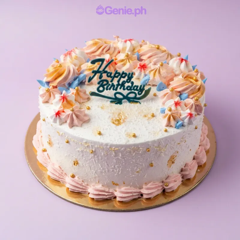 Floral Birthday Rosettes Cake Design