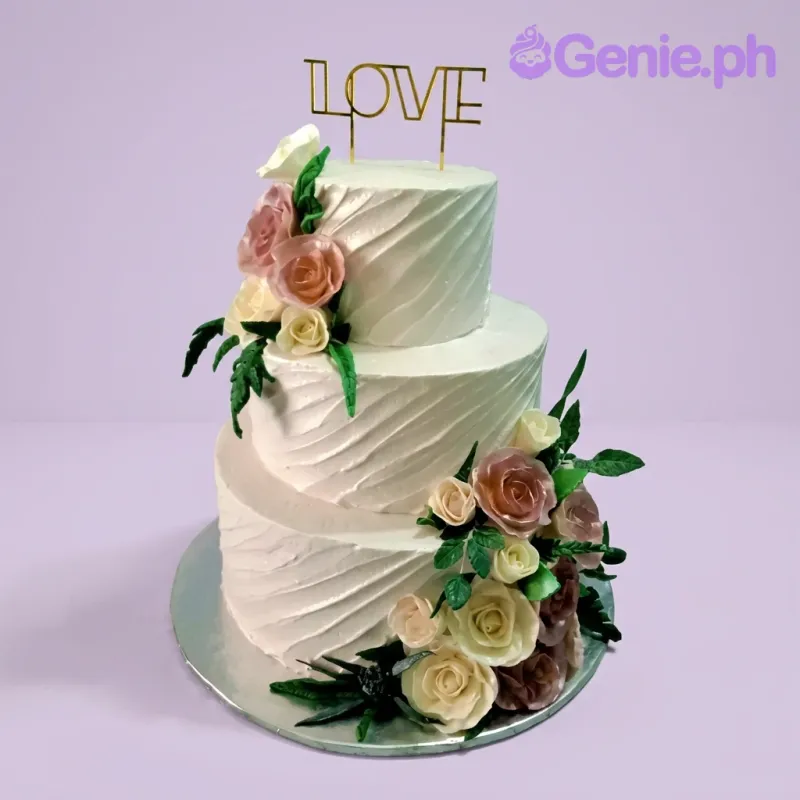 Floral Wedding Love Cake Design
