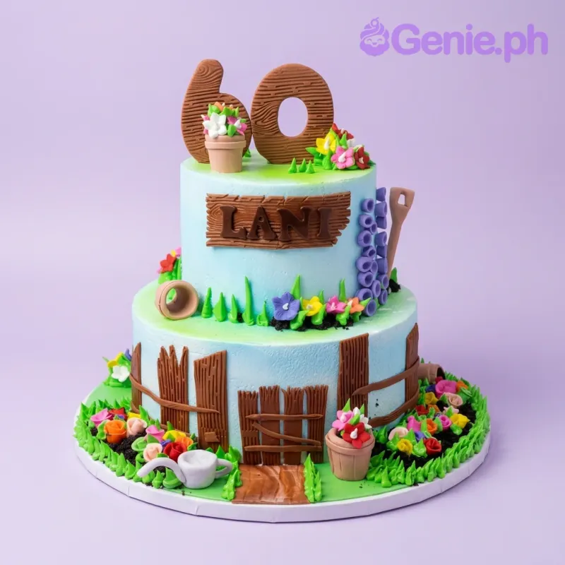 Garden 60th Birthday Cake